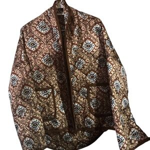 Something Pretty Quilted Brown and White Patterned Jacket Made in Italy- PTP 27